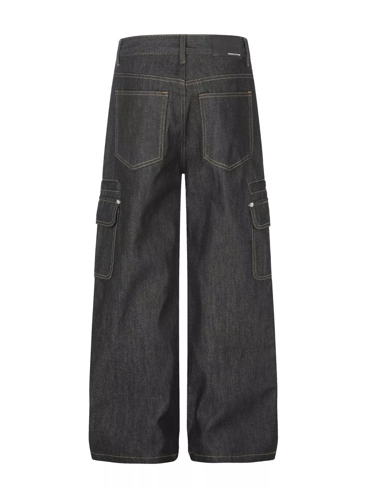 High-Waisted Washed Wide-Leg Jeans in Black by TrendMaster