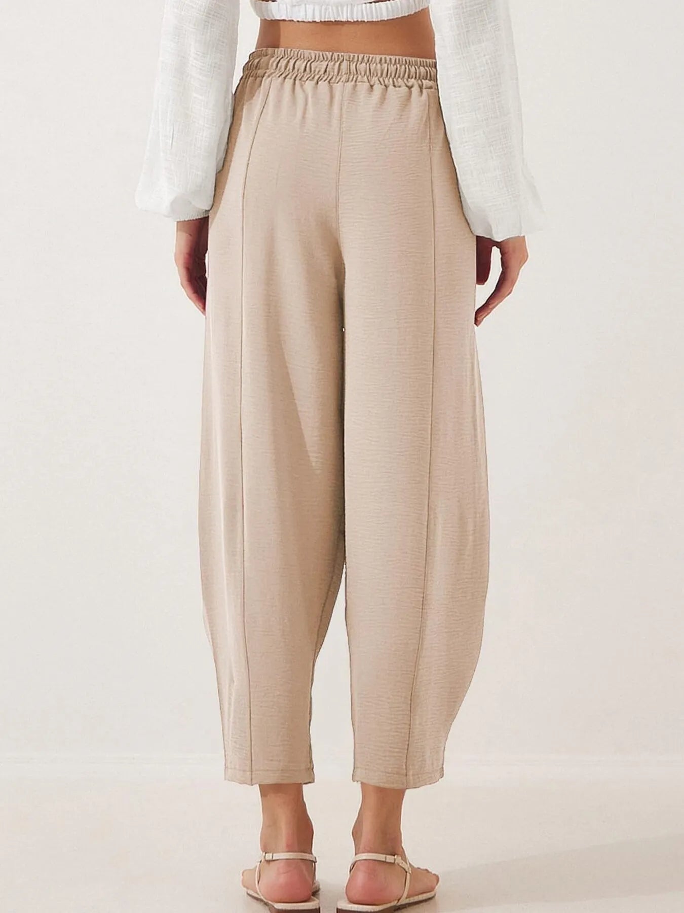 Drawstring Wide Leg Cropped Pants