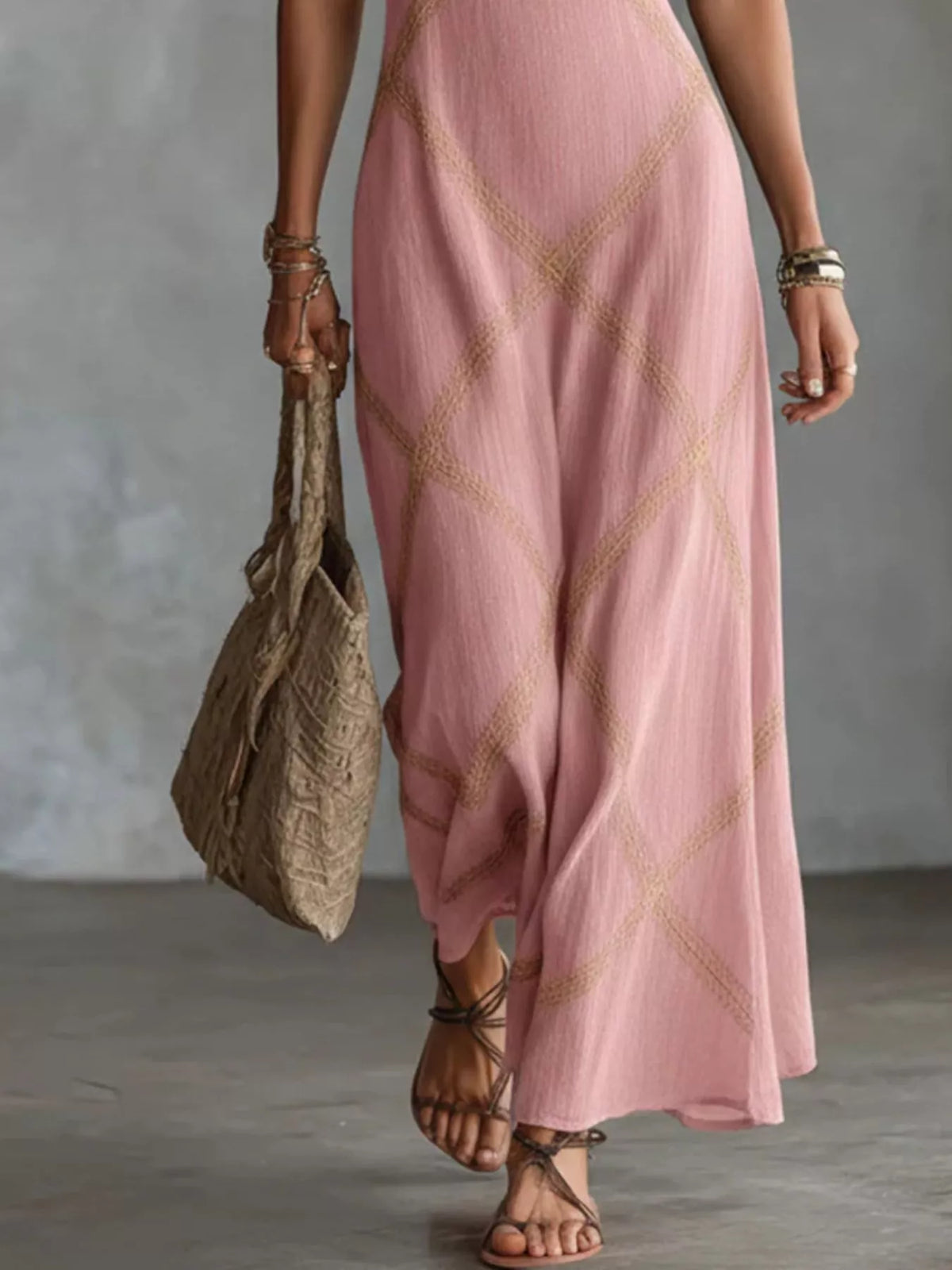Square Neck Plus Size Maxi Dress