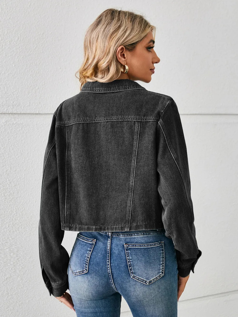 Long Sleeve Button-Up Denim Jacket by Manny