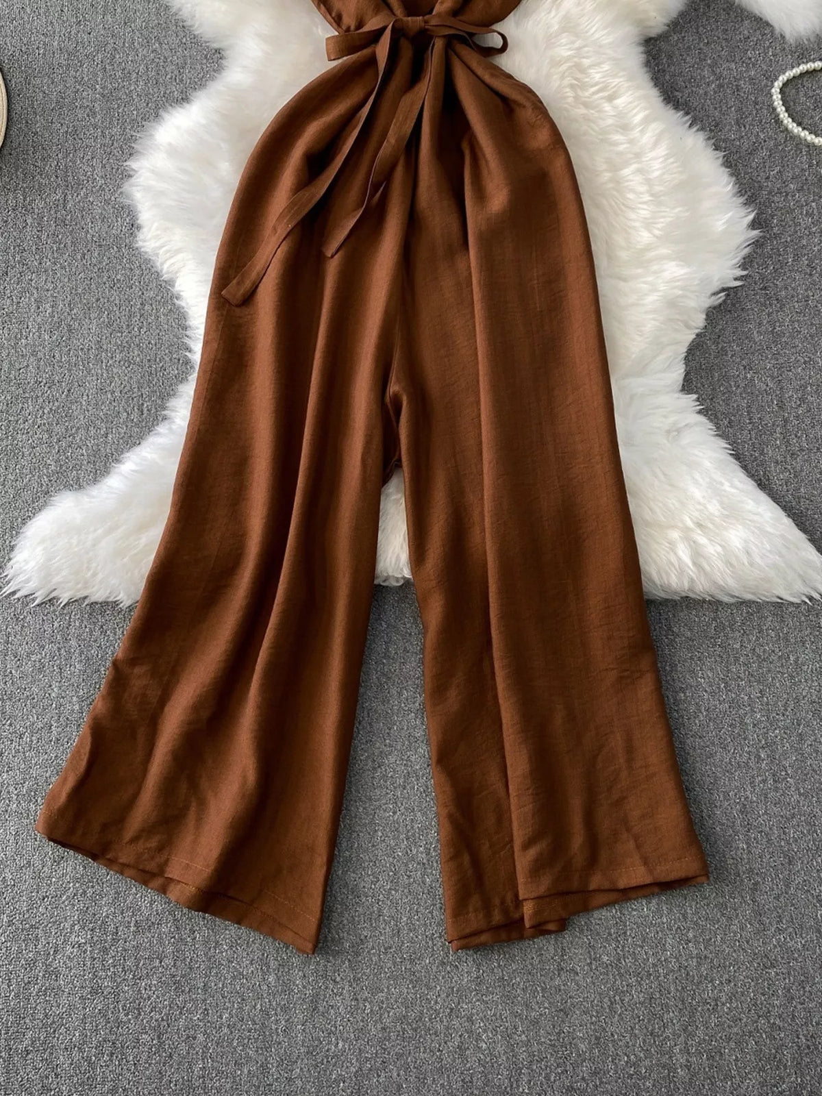 Belted Sleeveless Wide Leg Jumpsuit