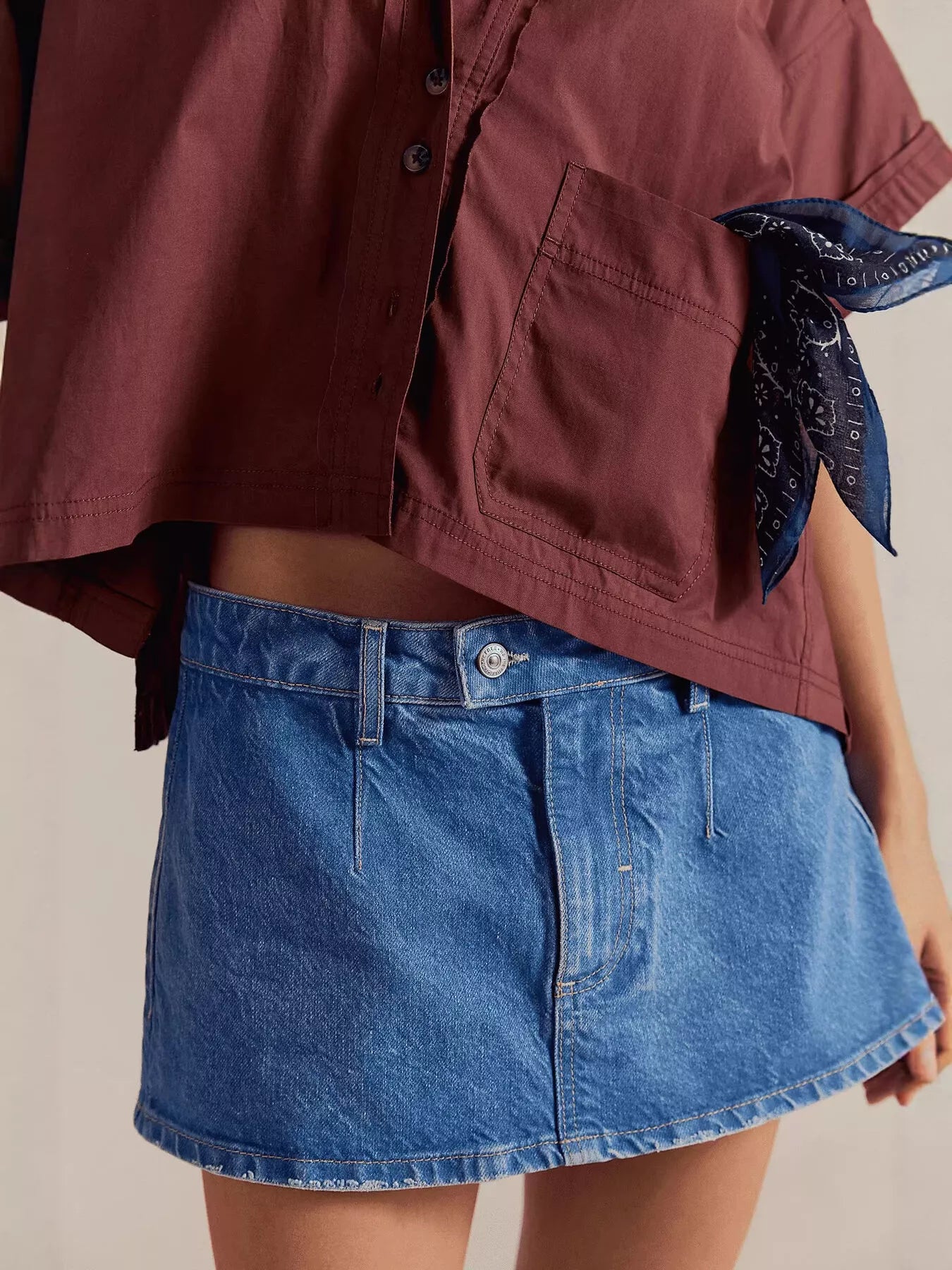 Classic Wash Denim Mini Skort by Dreamy Drapes