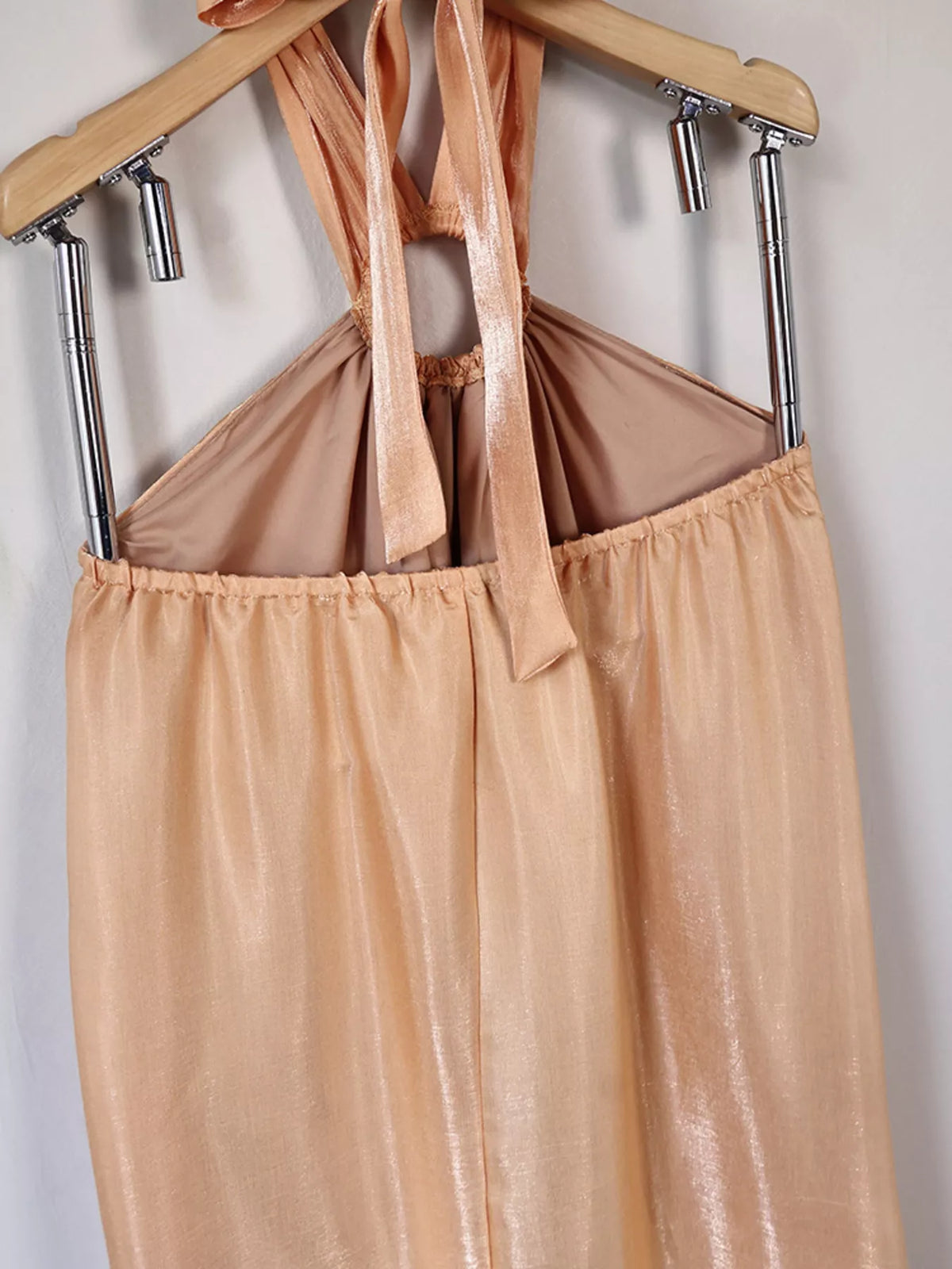 Halter Neck O-Ring Maxi Dress in Khaki