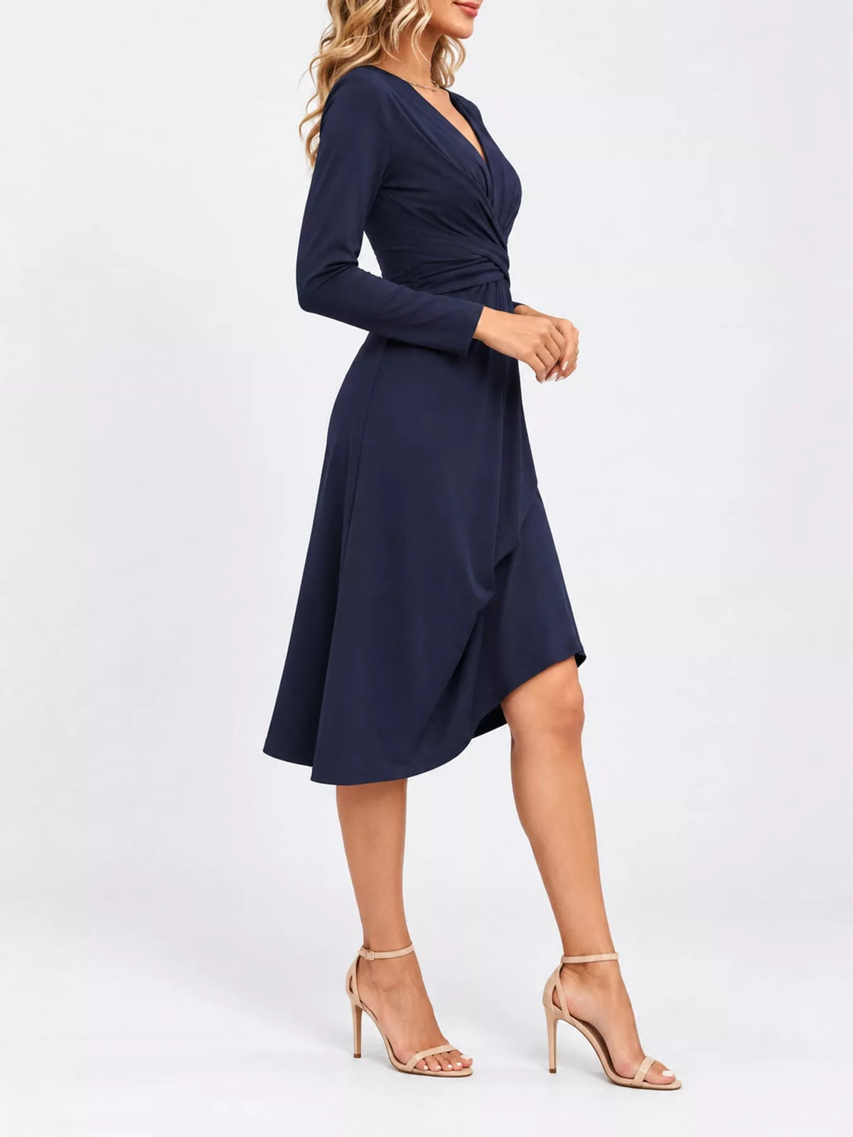 Crisscross Ruched Front Midi Dress