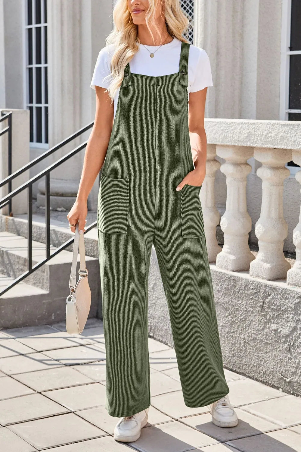 Square Neck Wide Strap Overalls