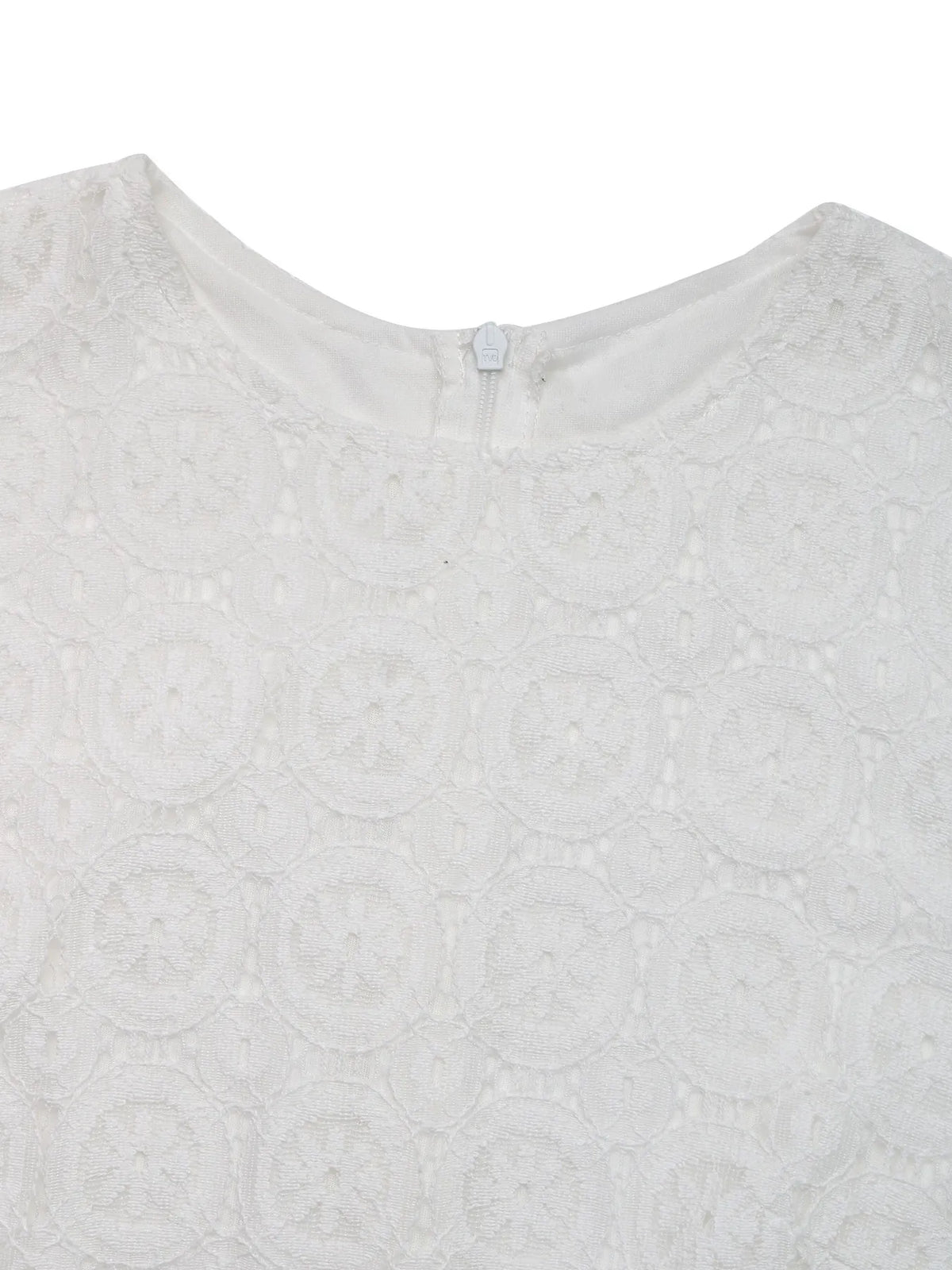 Lace Long Sleeve Midi Dress in White