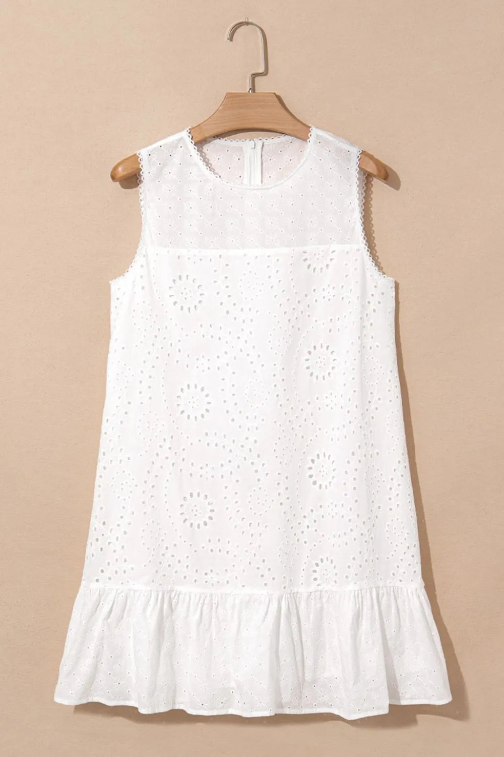 Floral Eyelet Embroidered Shift Dress in White
