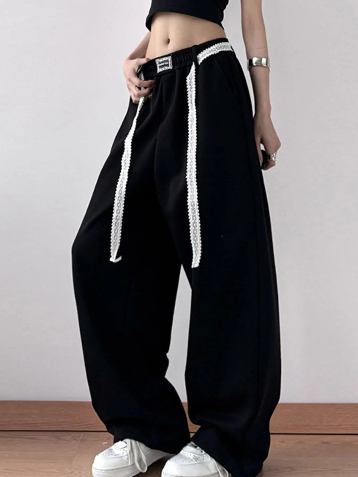 Oversized Elastic-Waist Wide-Leg Pants