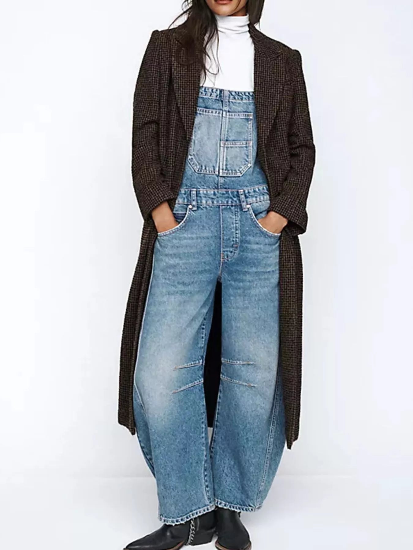 Wide Strap Wide Leg Denim Overalls by Dreamy Drapes