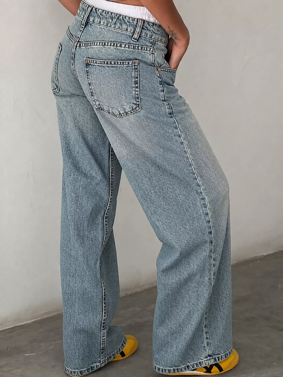 Wide-Leg Vintage Wash Jeans