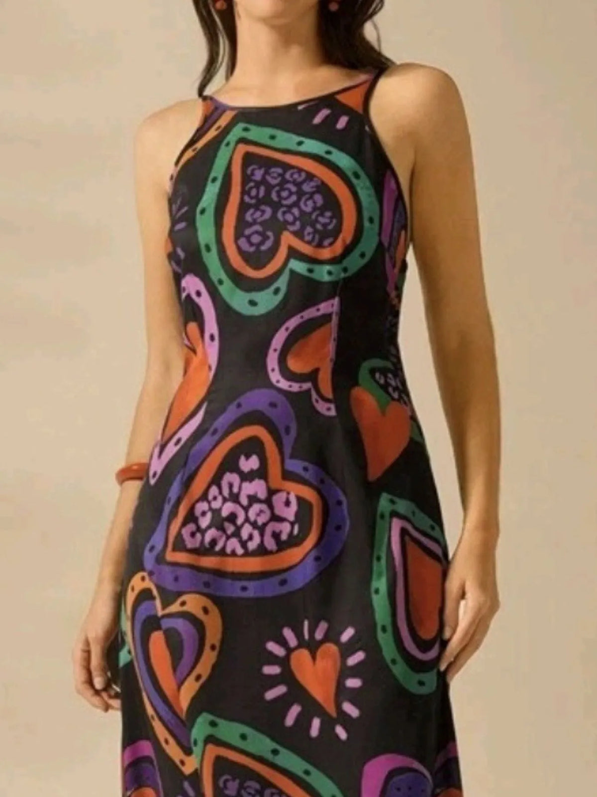 Printed Sleeveless Maxi Dress with Tie Detail by Rosaline