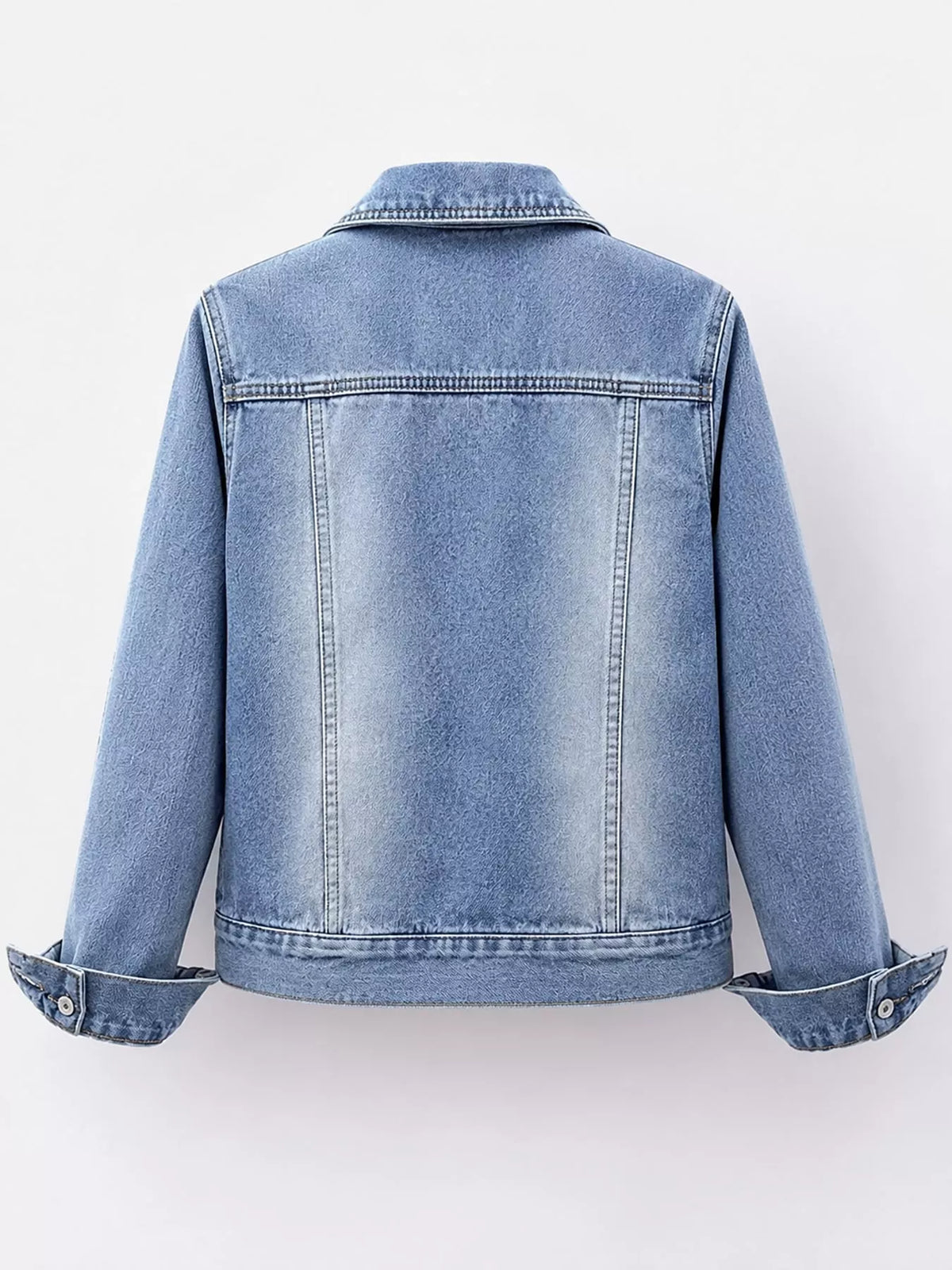 Sherpa-Lined Distressed Denim Jacket