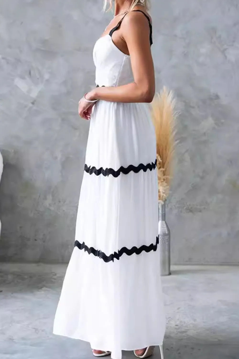 Tiered Maxi Dress with Scalloped Trim by Shenori