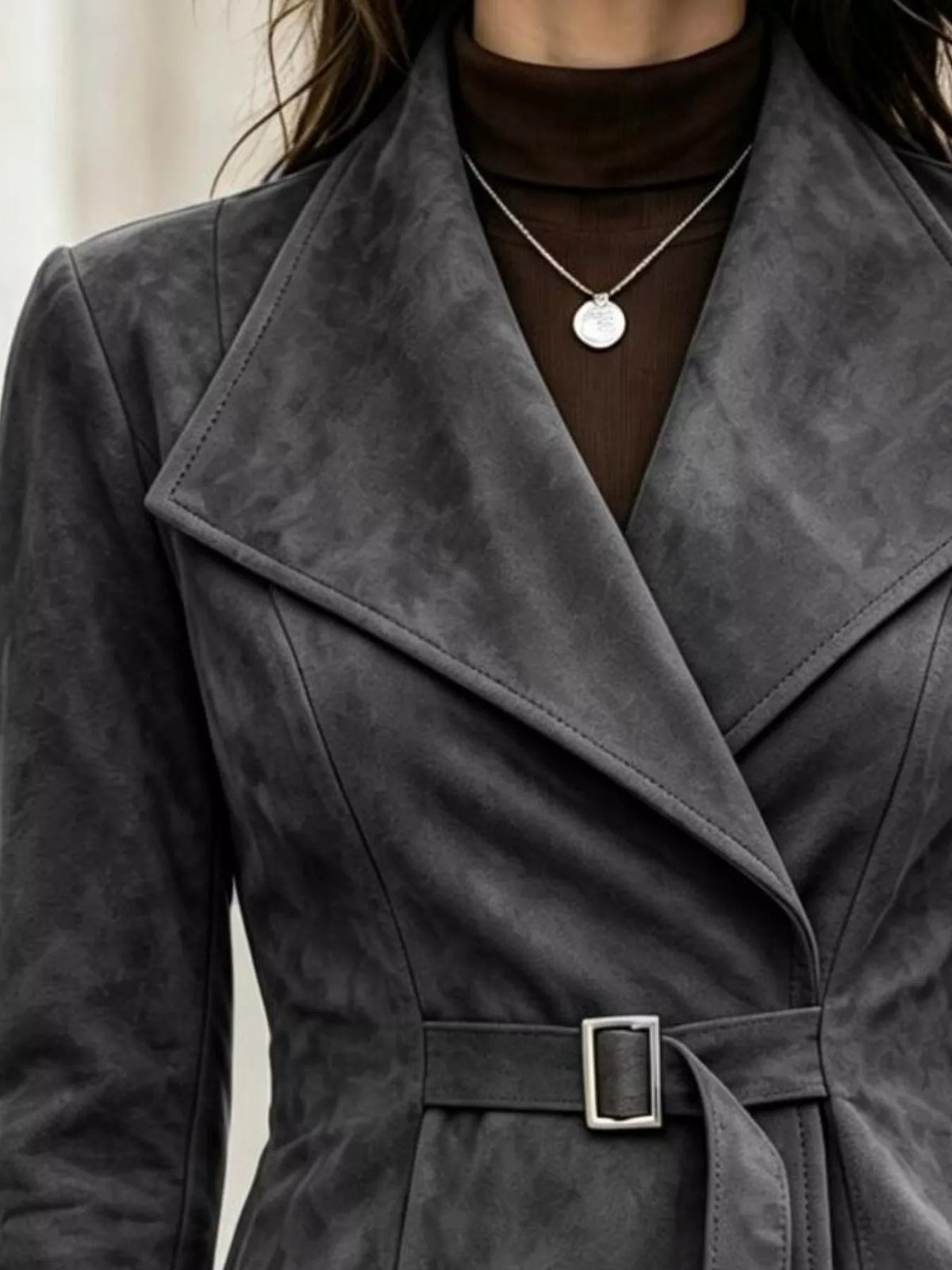 Long Sleeve Buckle Belted Jacket
