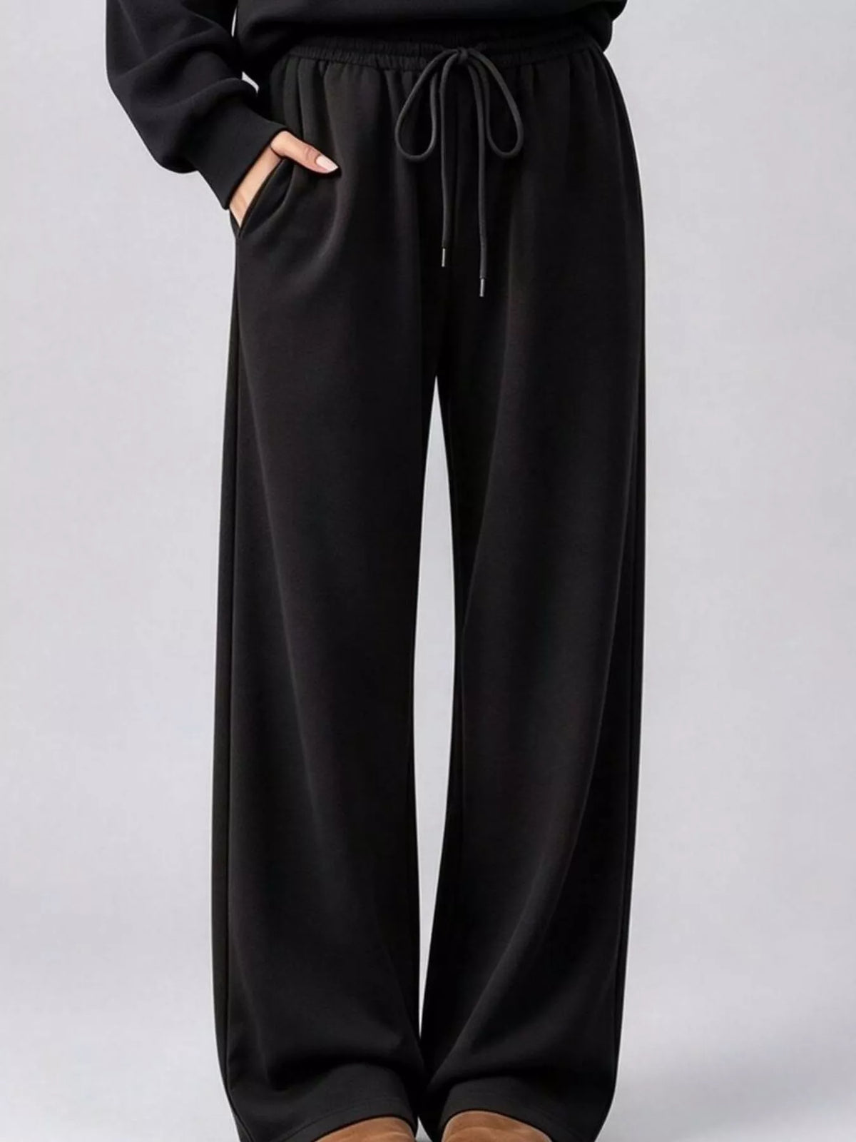 Dropped Shoulder Hoodie and Wide-Leg Pants Set