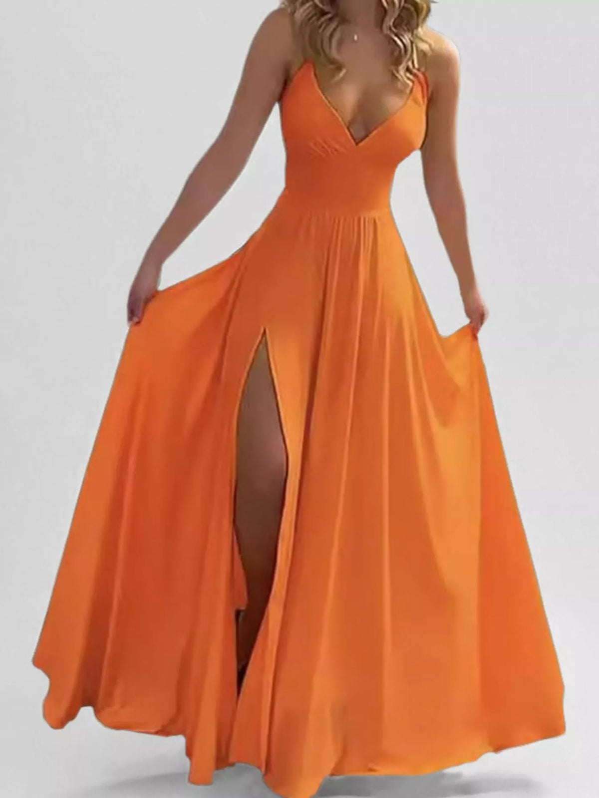 Sleeveless High-Slit Flowy Maxi Dress