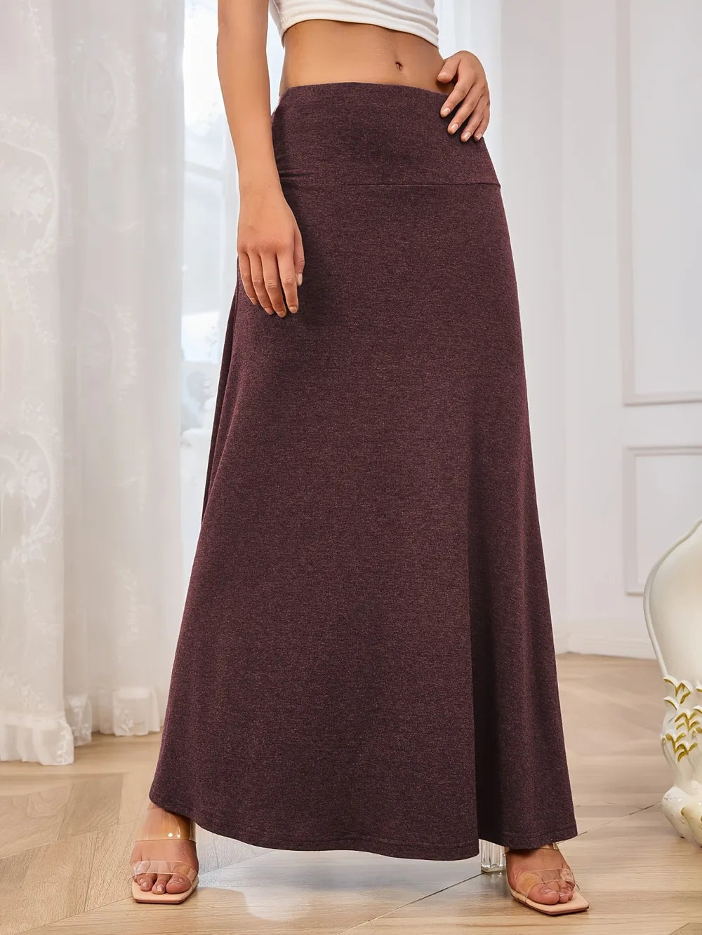 Elastic-Waist Maxi Skirt