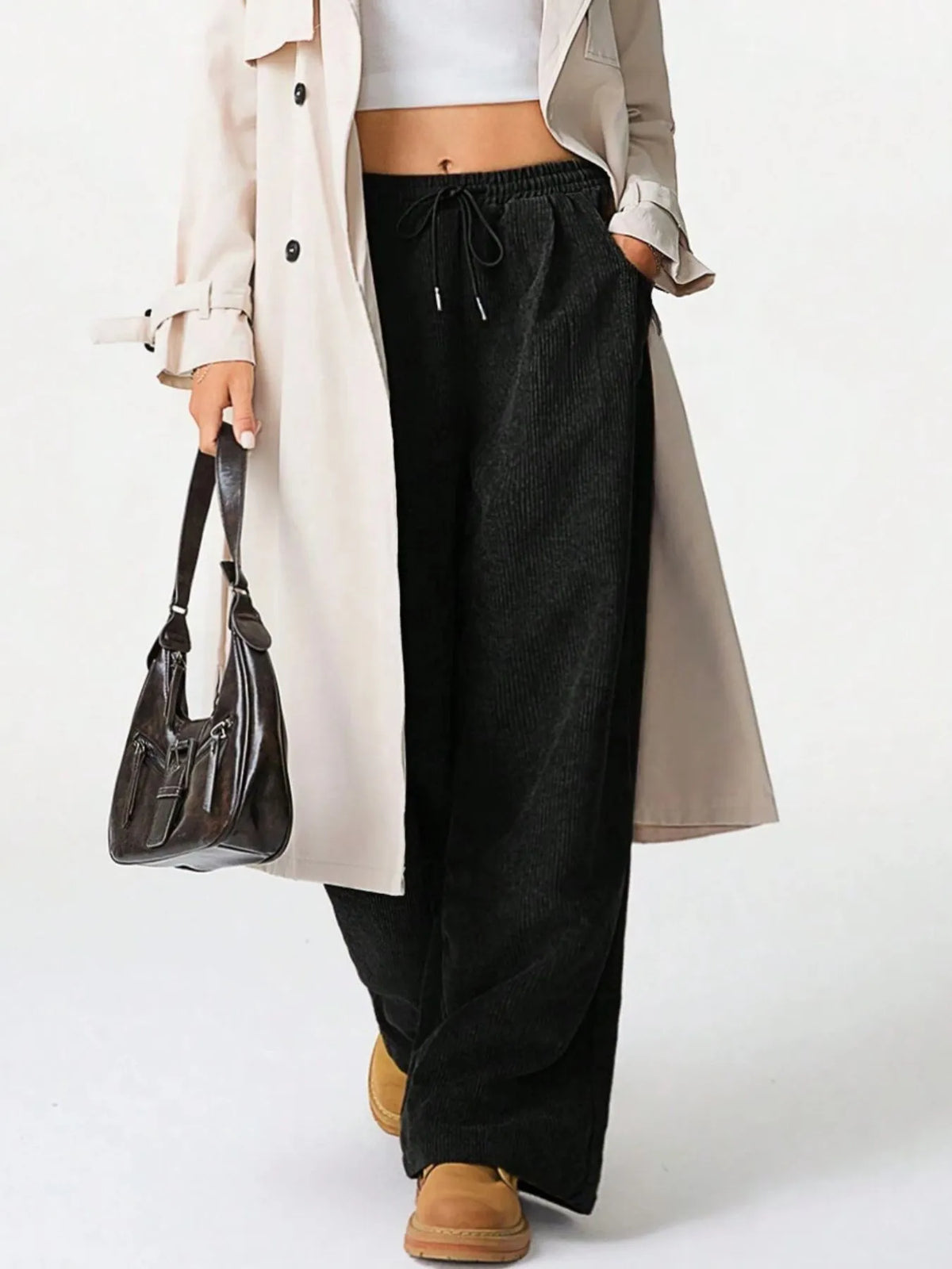 Drawstring Wide-Leg Pants