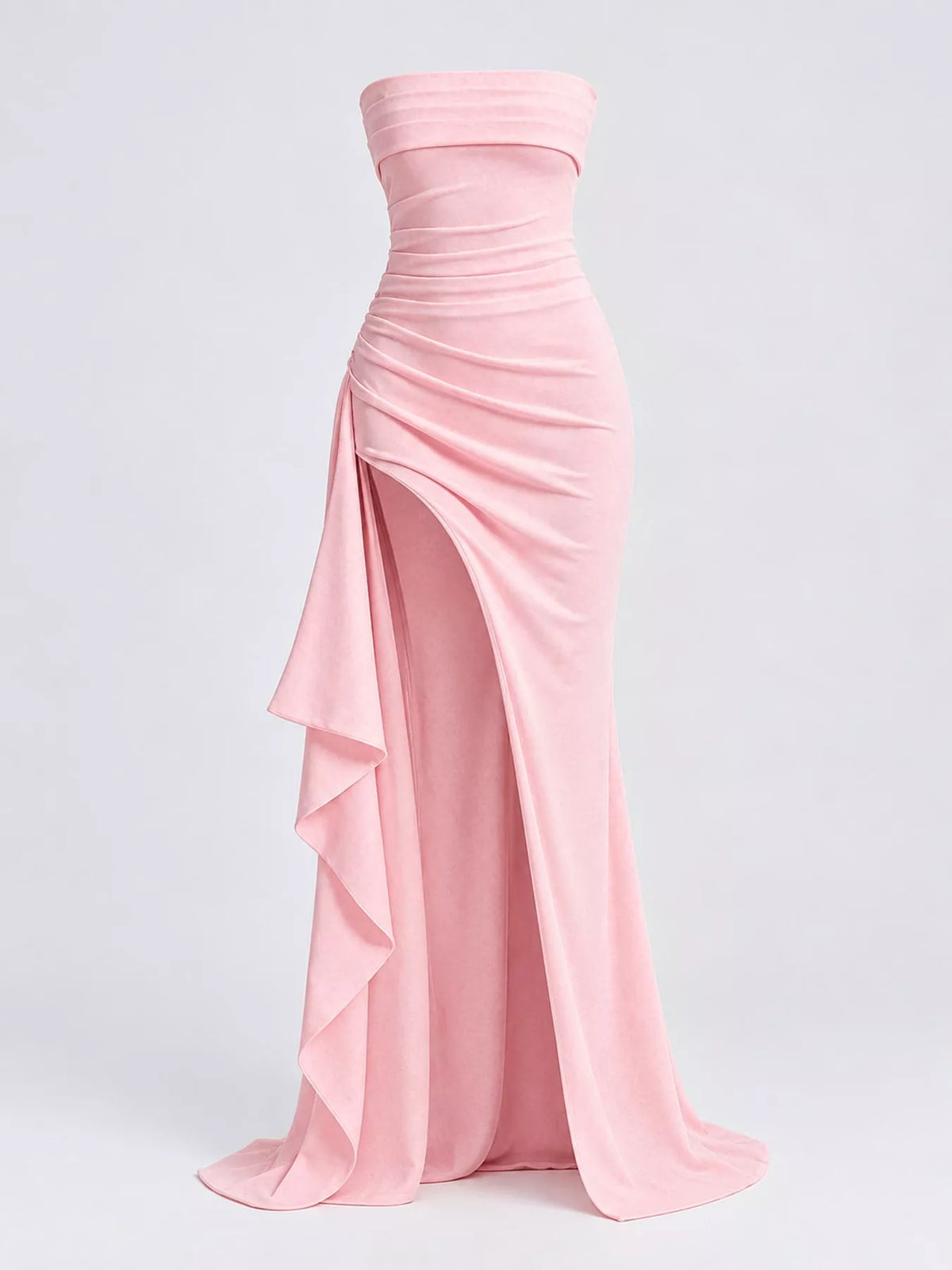 Strapless High-Slit Bodycon Maxi Dress