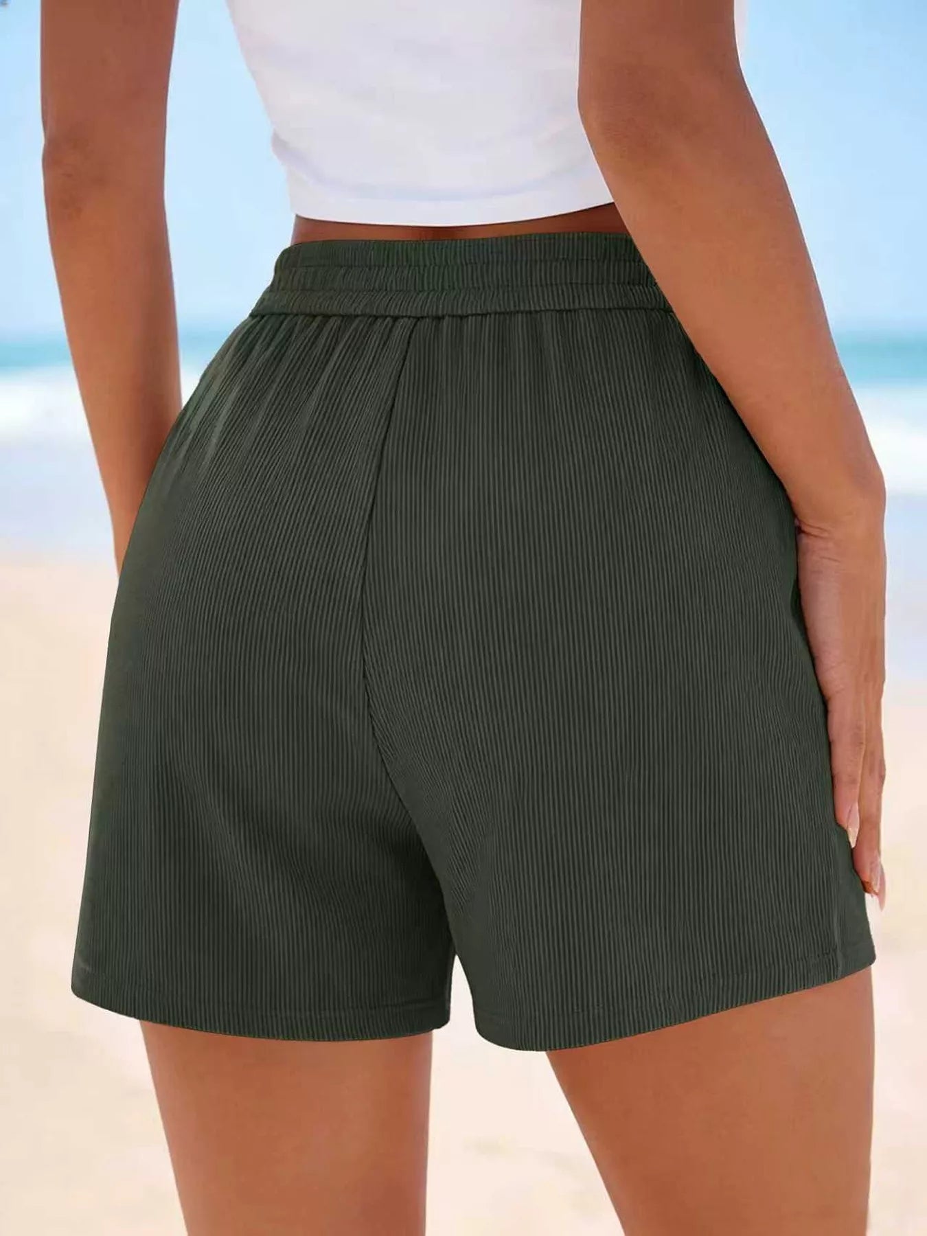 Ribbed High-Waisted Shorts