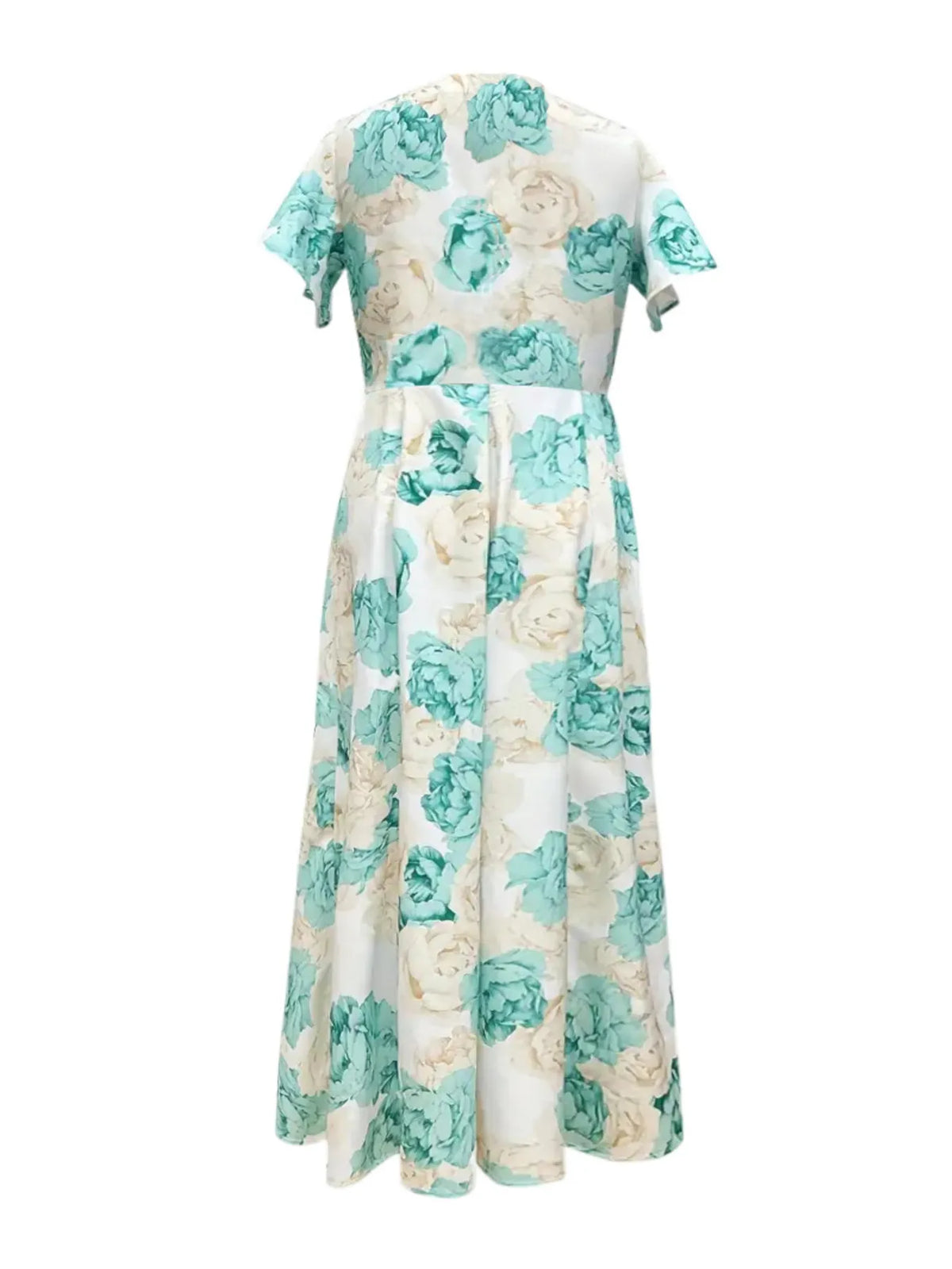Plus Size Floral Flutter Sleeve Maxi Dress in Light Green