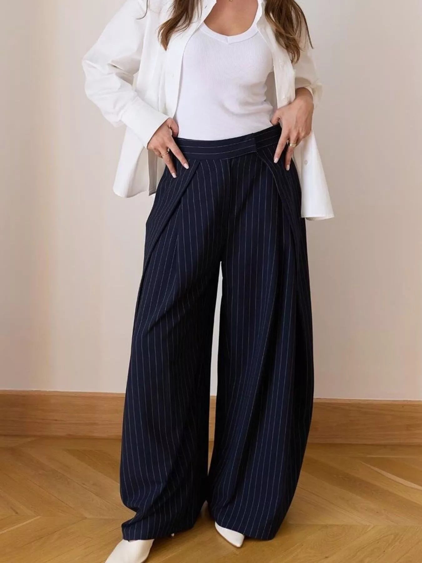 High-Waisted Wide-Leg Trousers with Pockets