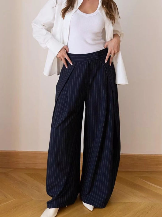 High-Waisted Wide-Leg Trousers with Pockets