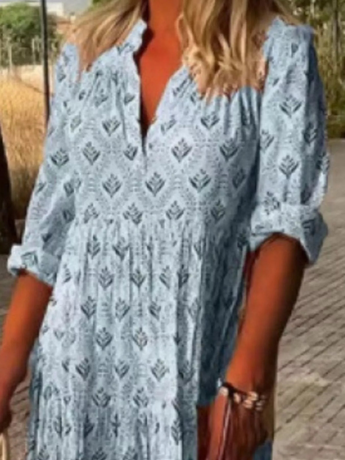 Tiered Notched Maxi Dress