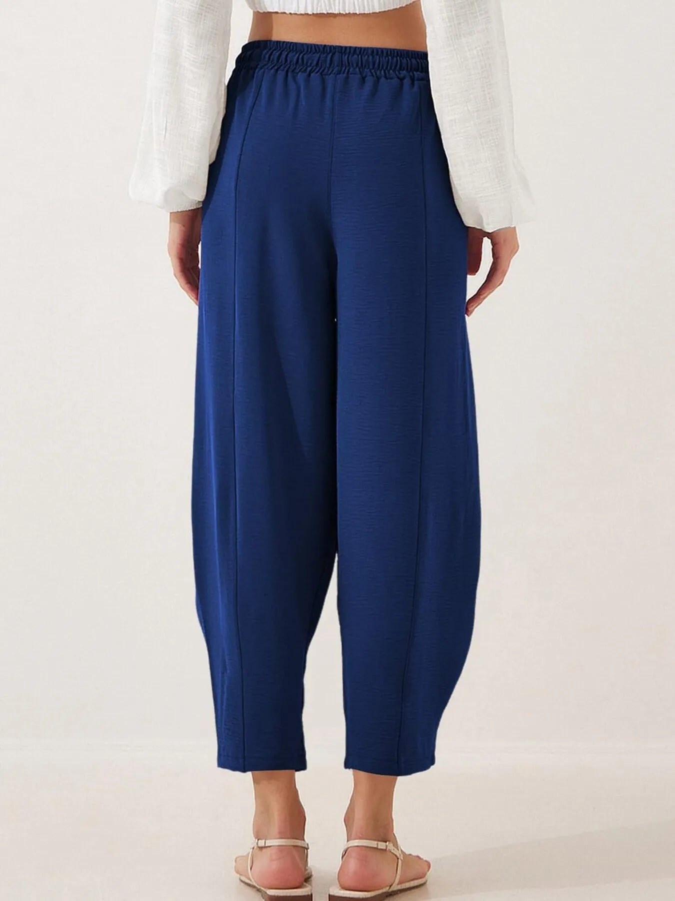 Drawstring Wide Leg Cropped Pants