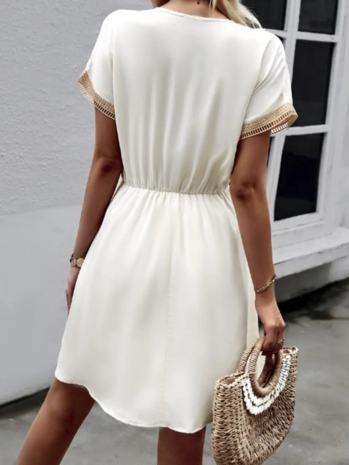 V-Neck Short Sleeve Plus Size Dress