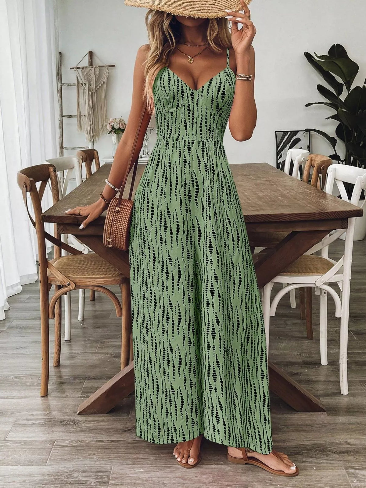 Backless Spaghetti Strap Wide Leg Jumpsuit