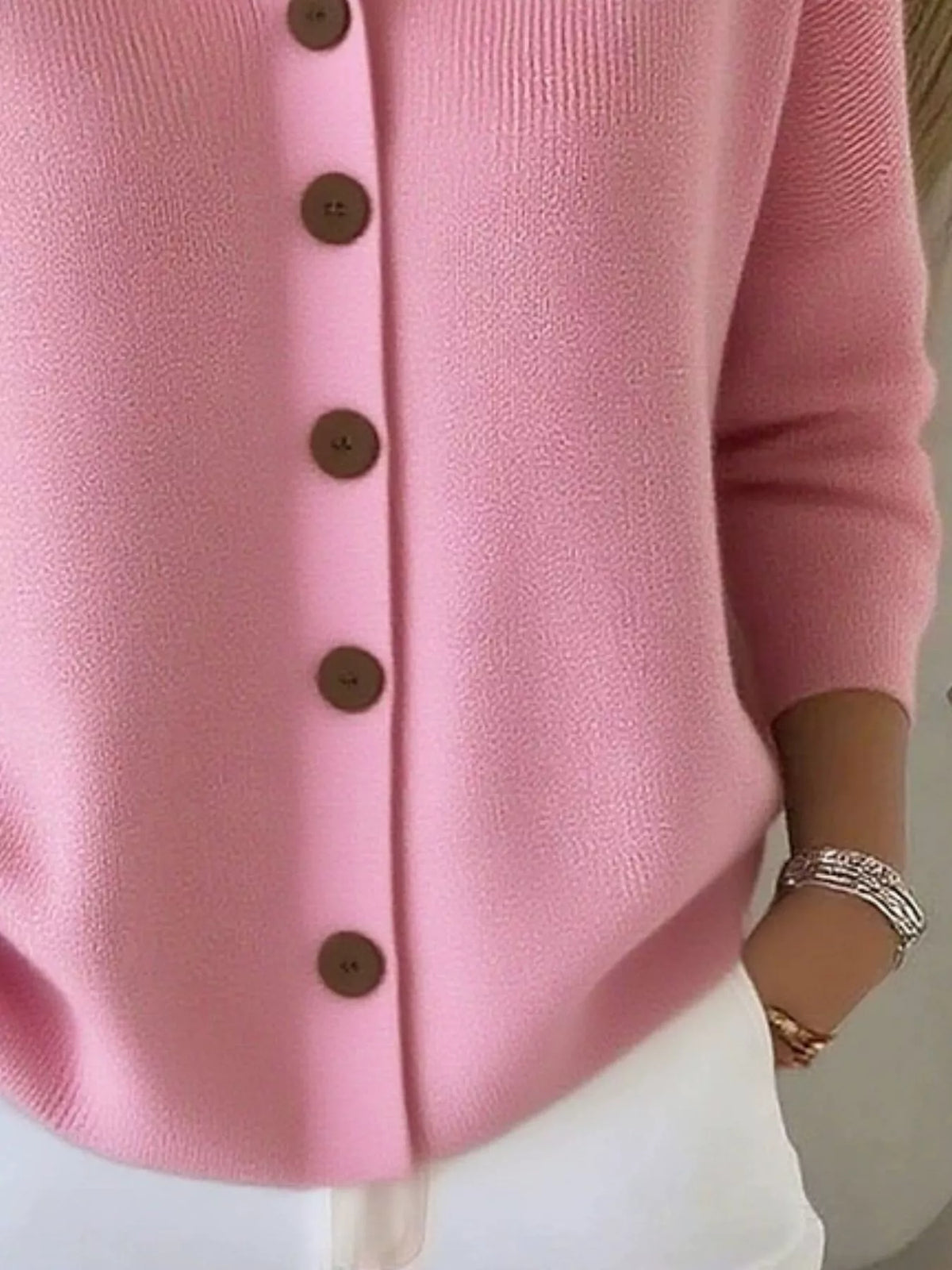 Collared Button-Down Knit Cardigan