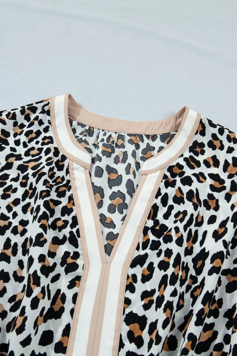 Leopard Print Colorblock-Trim Midi Dress