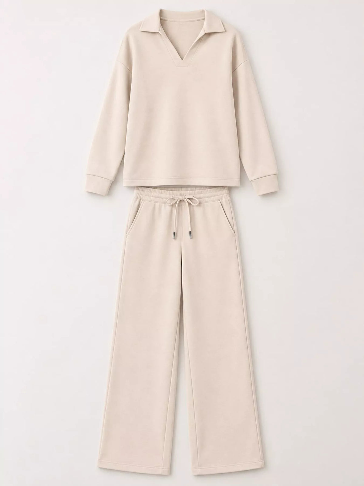 Dropped Shoulder Top and Drawstring Pant Set