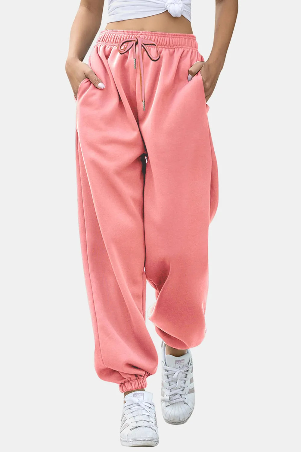 Tie-Waist Joggers with Pockets in Rich Hues by K&L