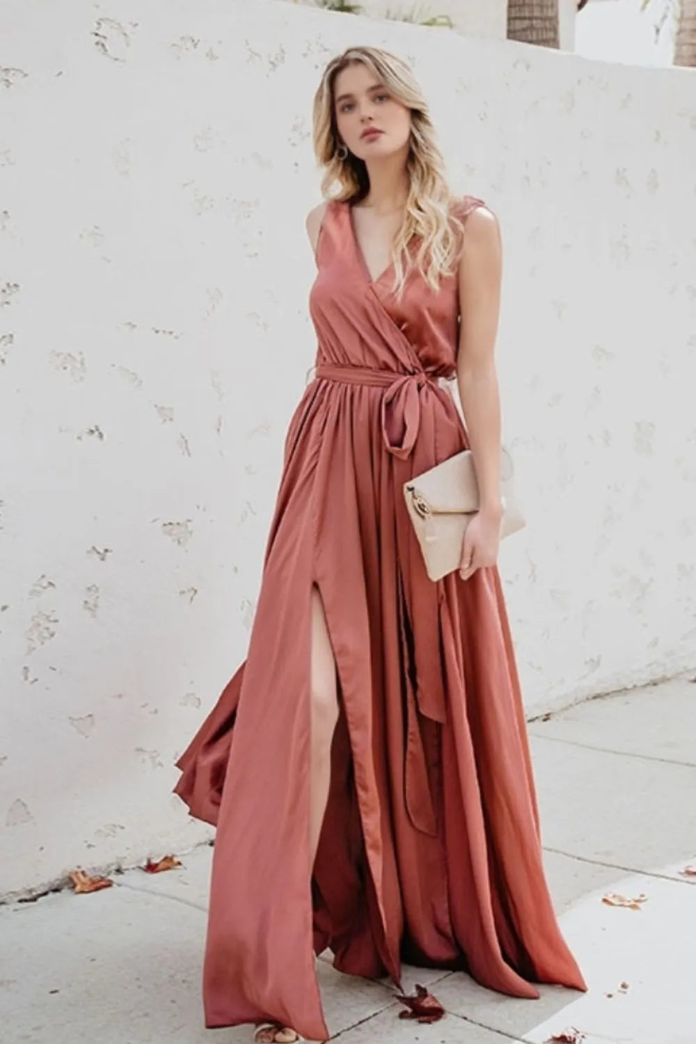 Surplice Tie-Waist Maxi Dress