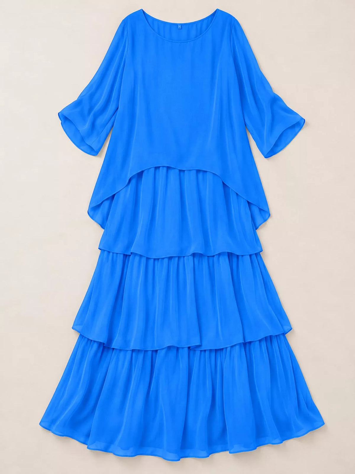 Layered Batwing-Sleeve Tiered Maxi Dress