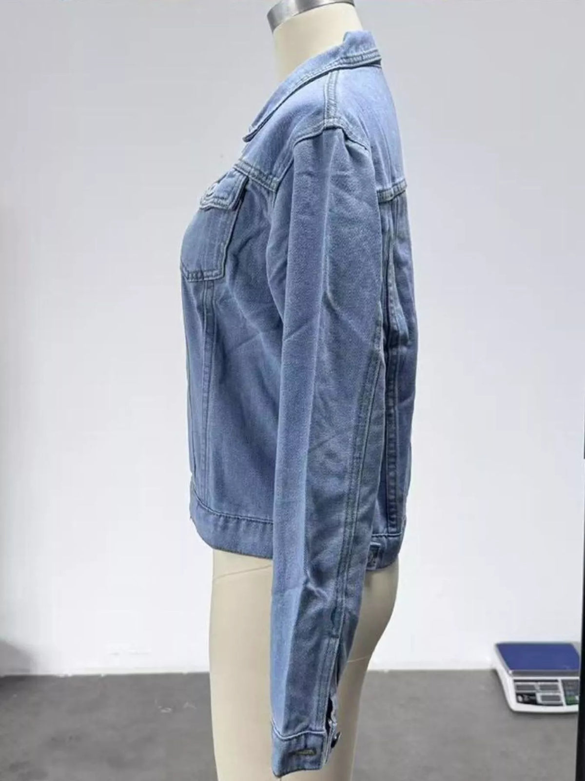 Slim-Fit Button-Up Denim Jacket by Dreamy Drapes