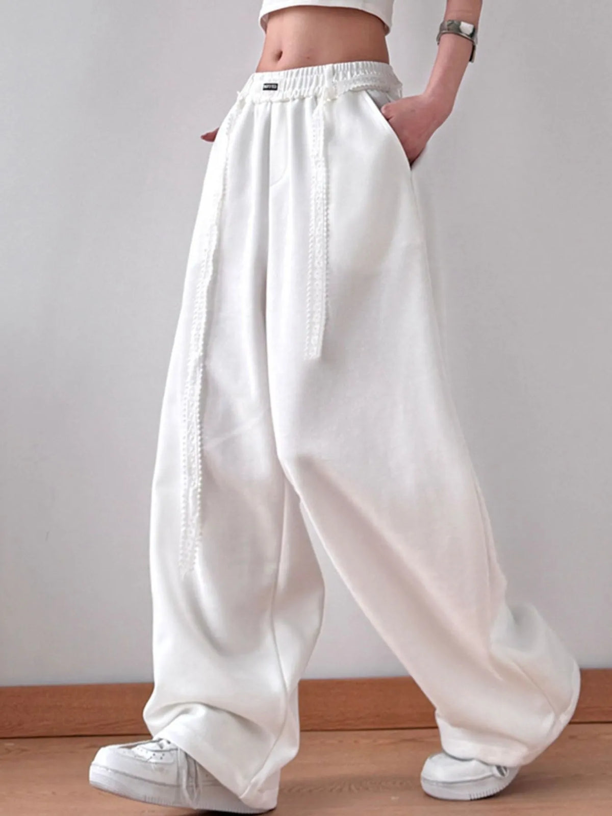 Oversized Elastic-Waist Wide-Leg Pants