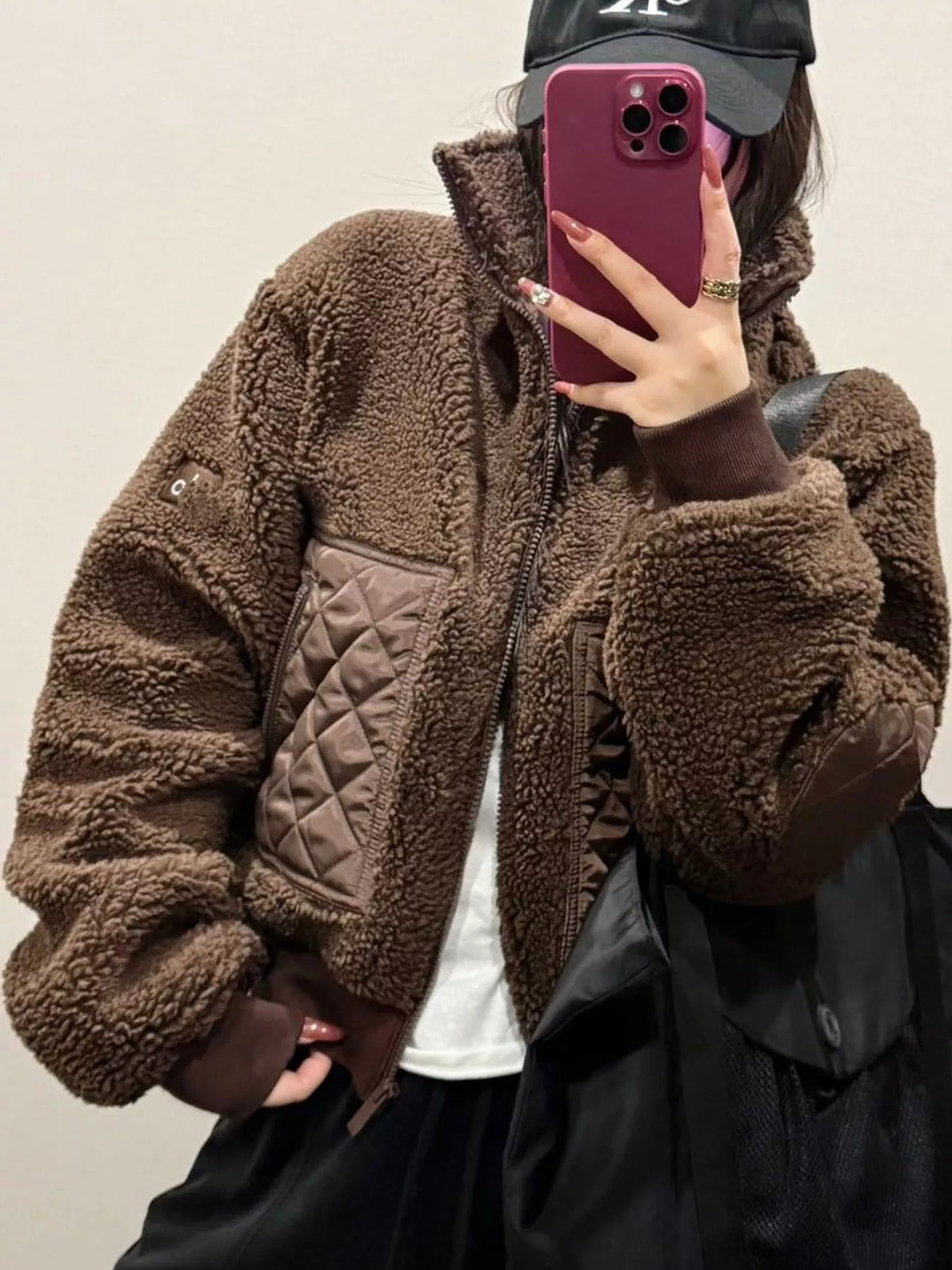 Sherpa Quilted Zip-Up Jacket