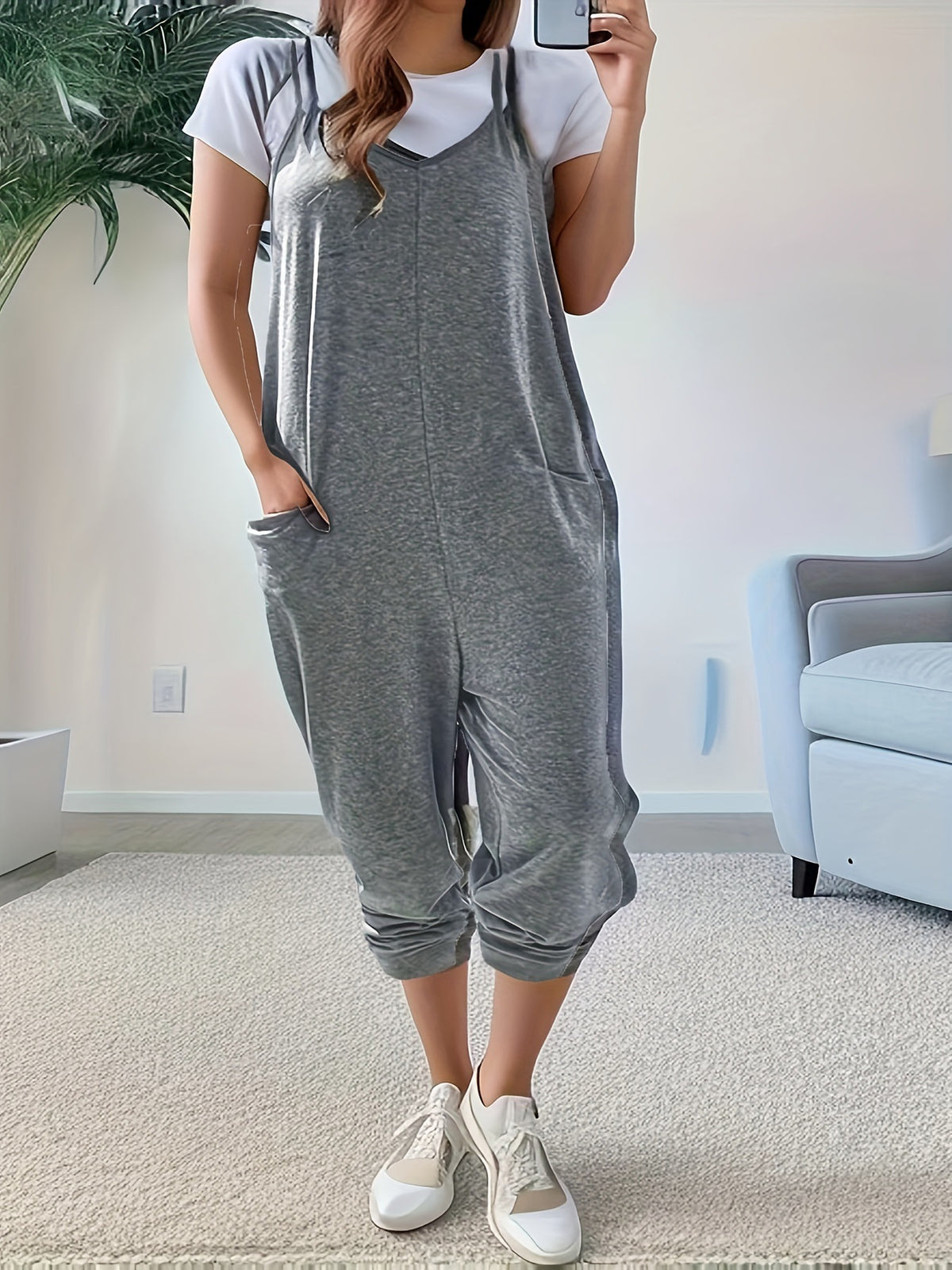 Casual Loose-Fit Spaghetti Strap Jumpsuit