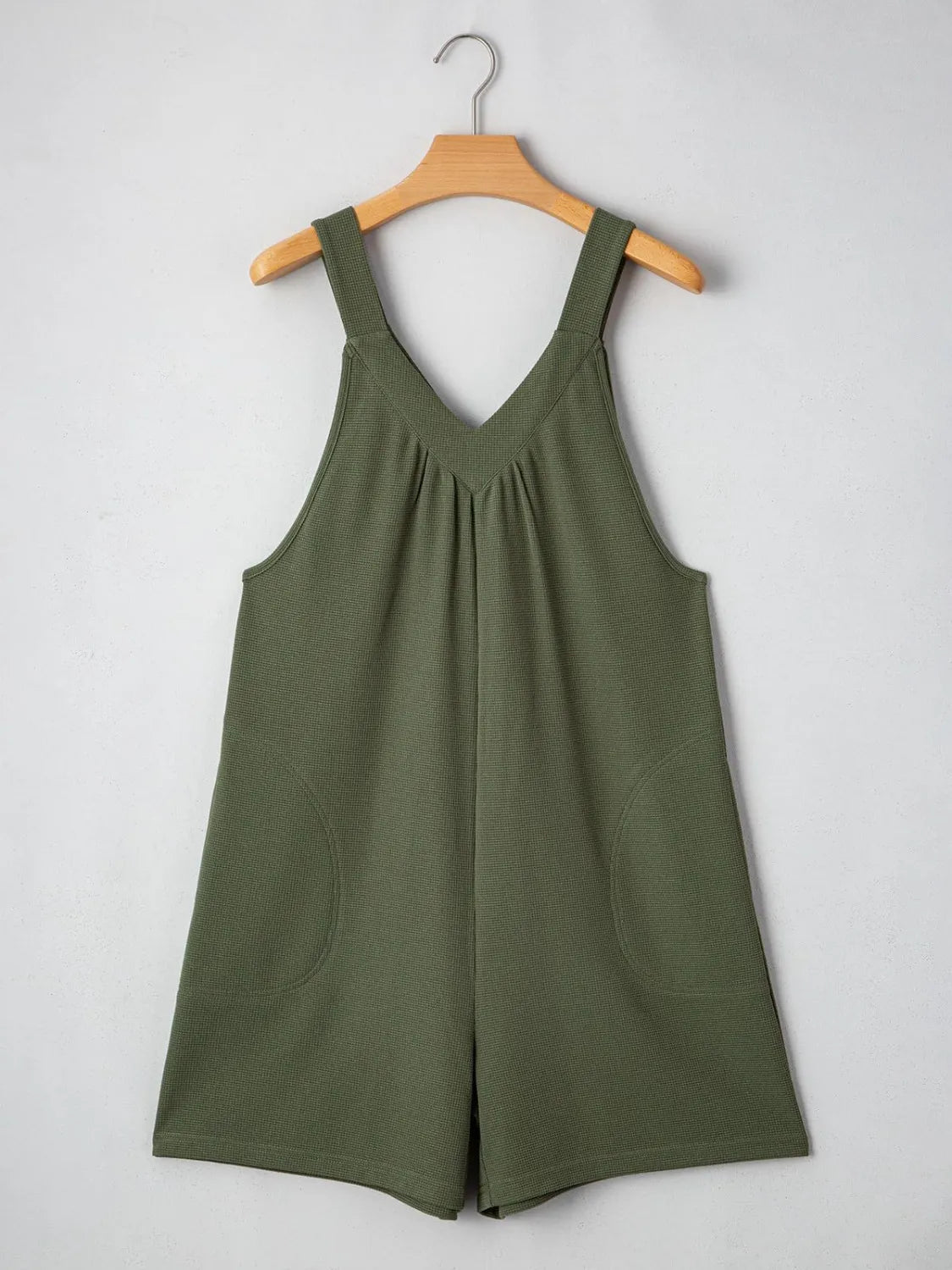 V-Neck Wide Strap Romper with Pockets