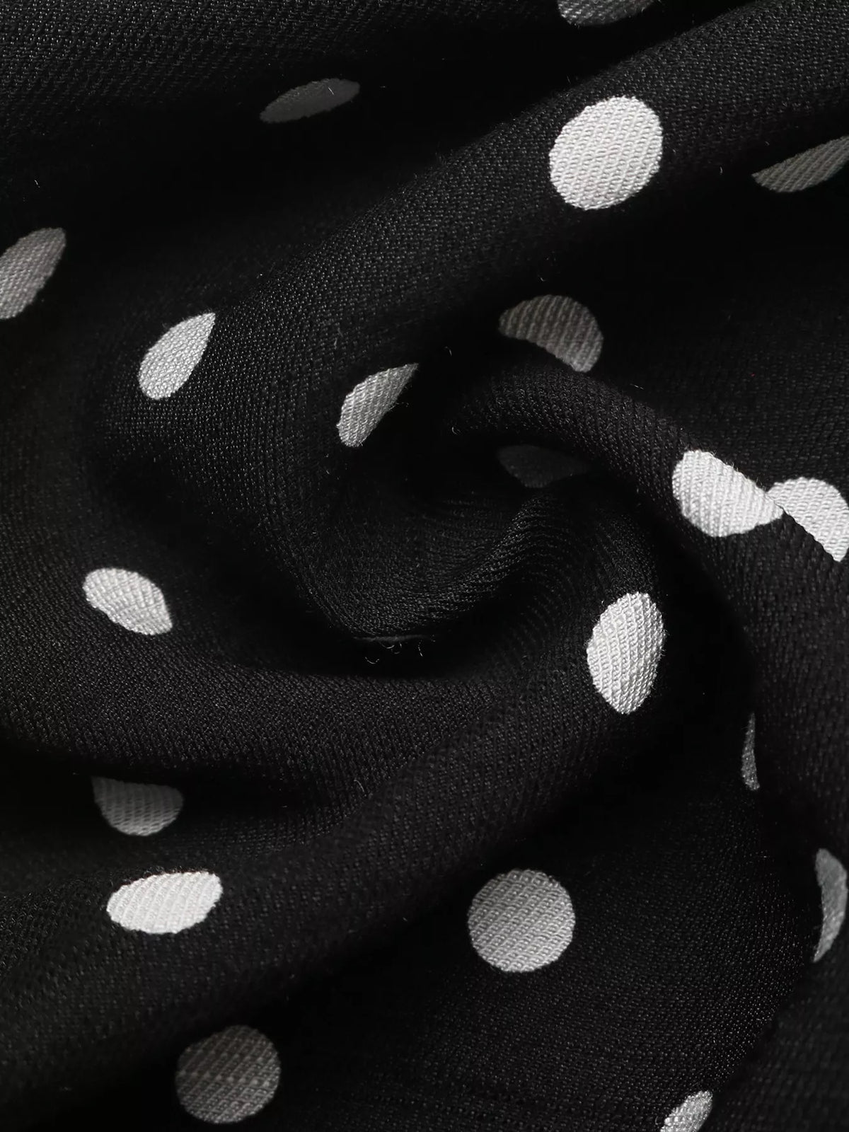 Polka Dot Ruffle Hem Dress in Black