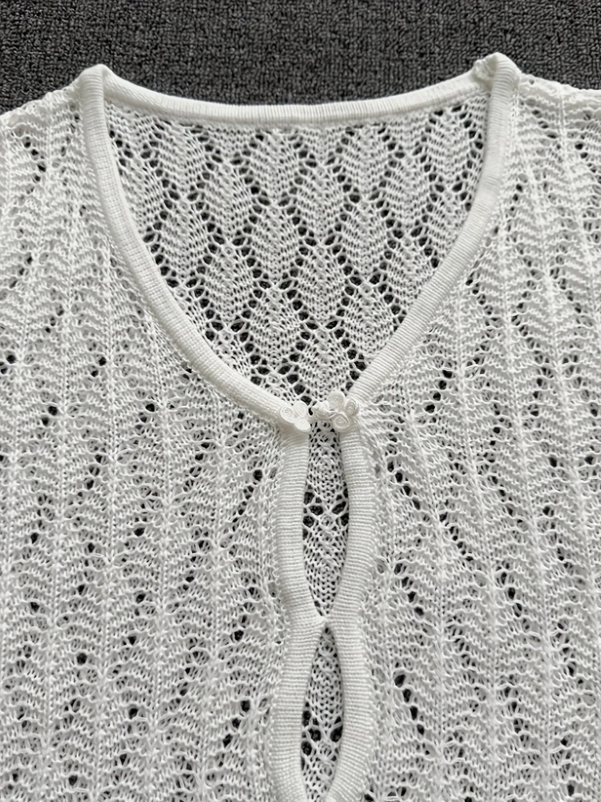 Openwork Knit Dress in White