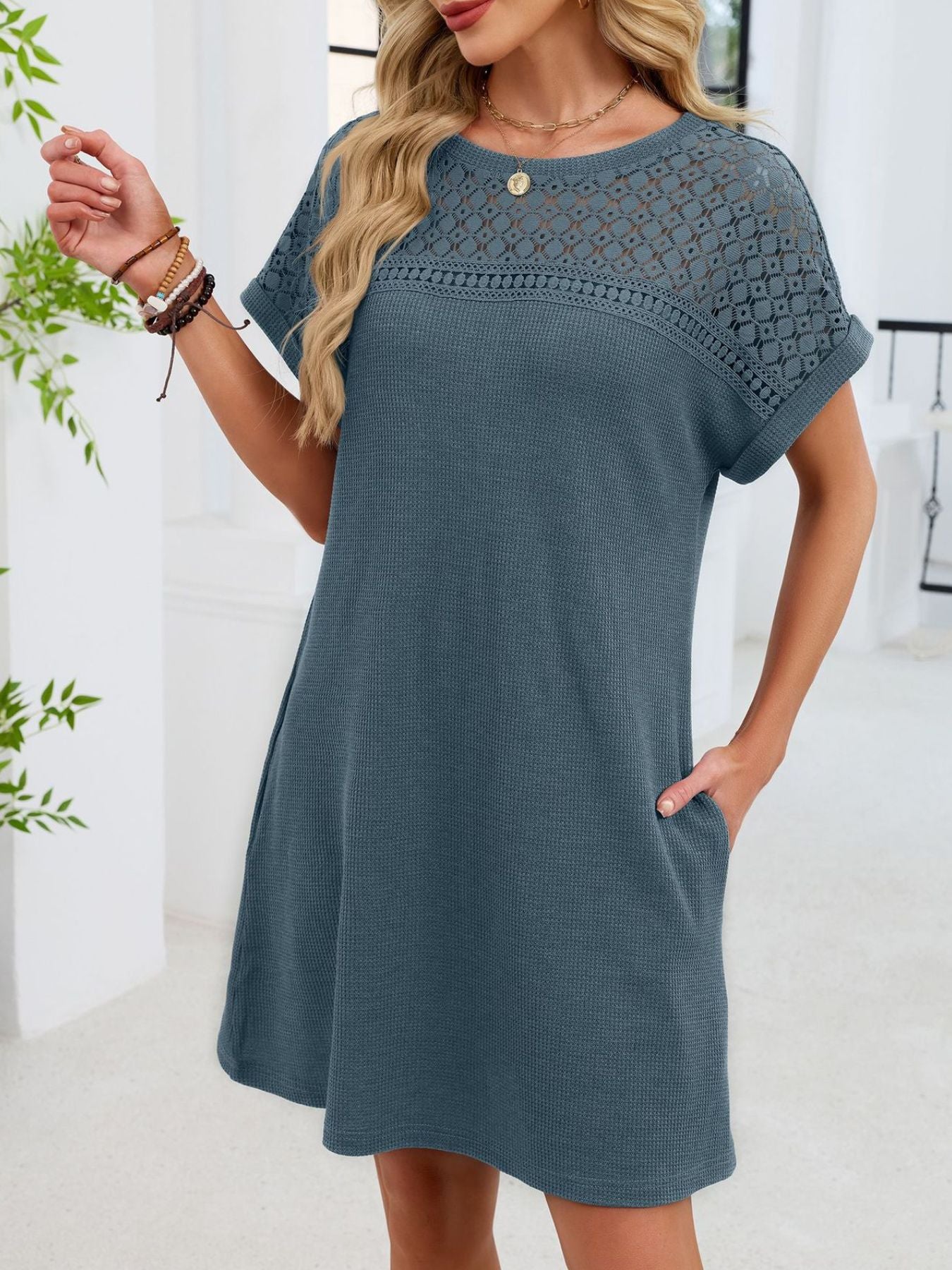 Lace Cutout T-Shirt Dress