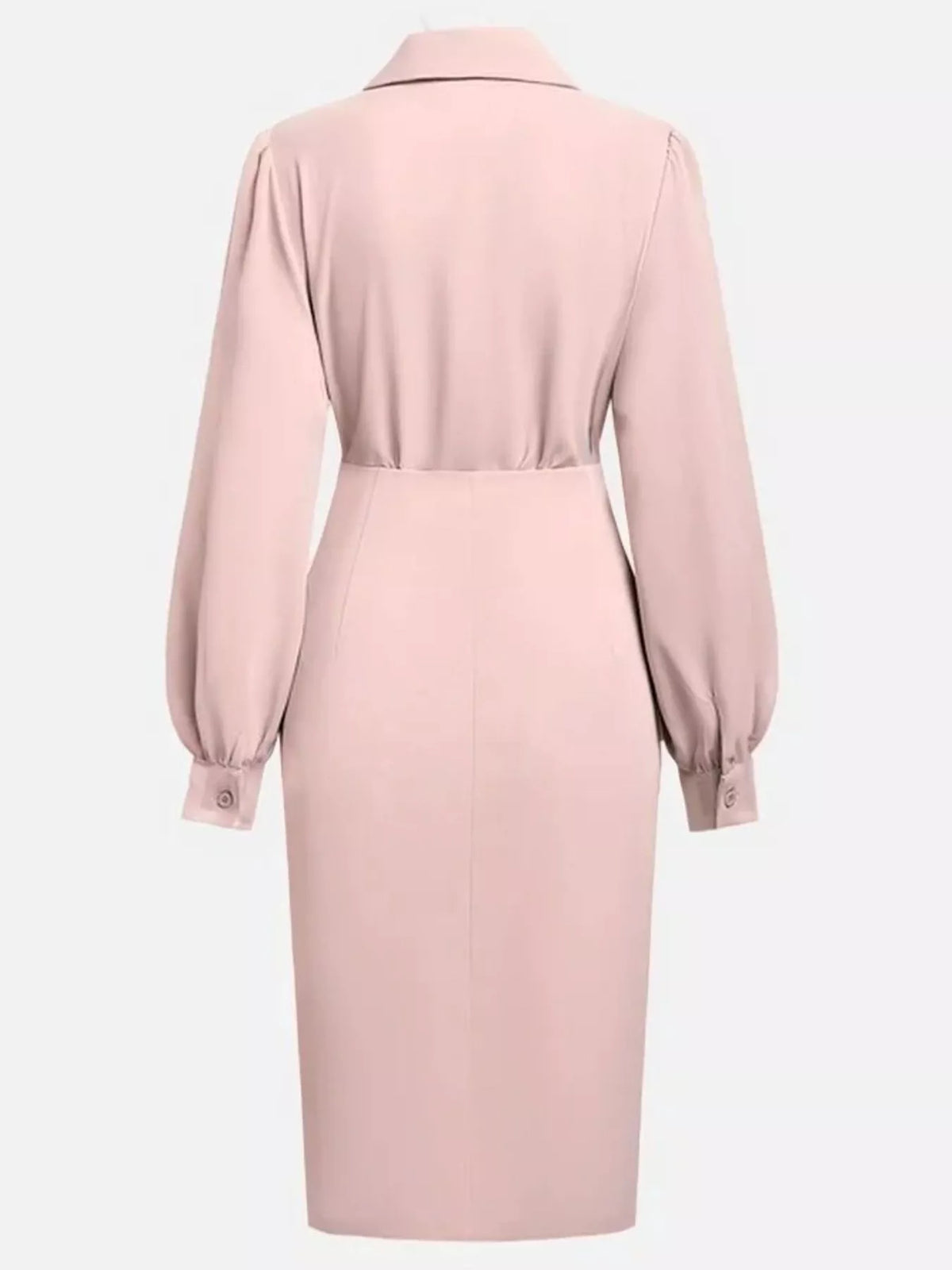 Ruched Midi Shirt Dress with Side Slit