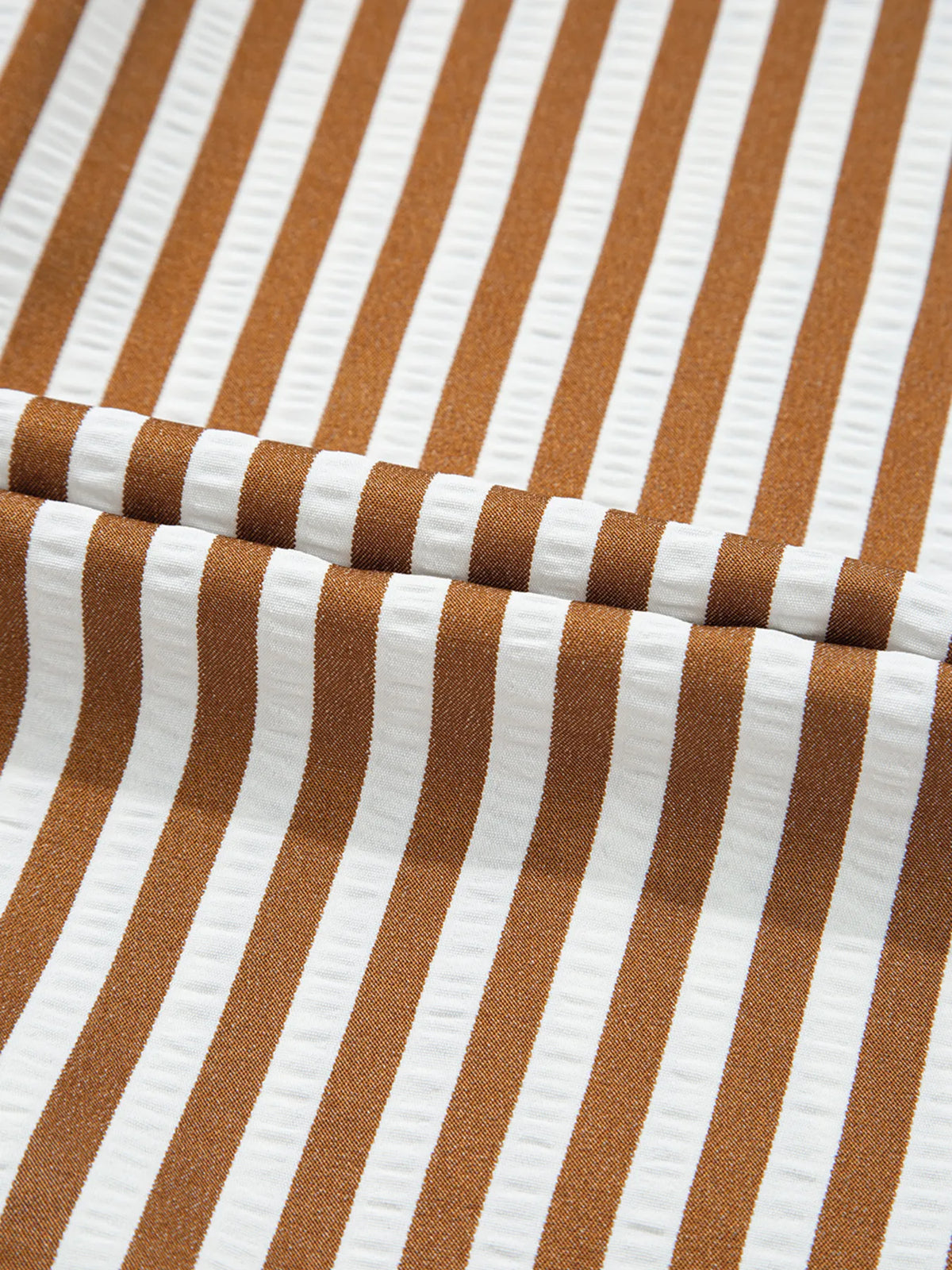 Collared Long Sleeve Mini Shirt Dress in Brown Stripe