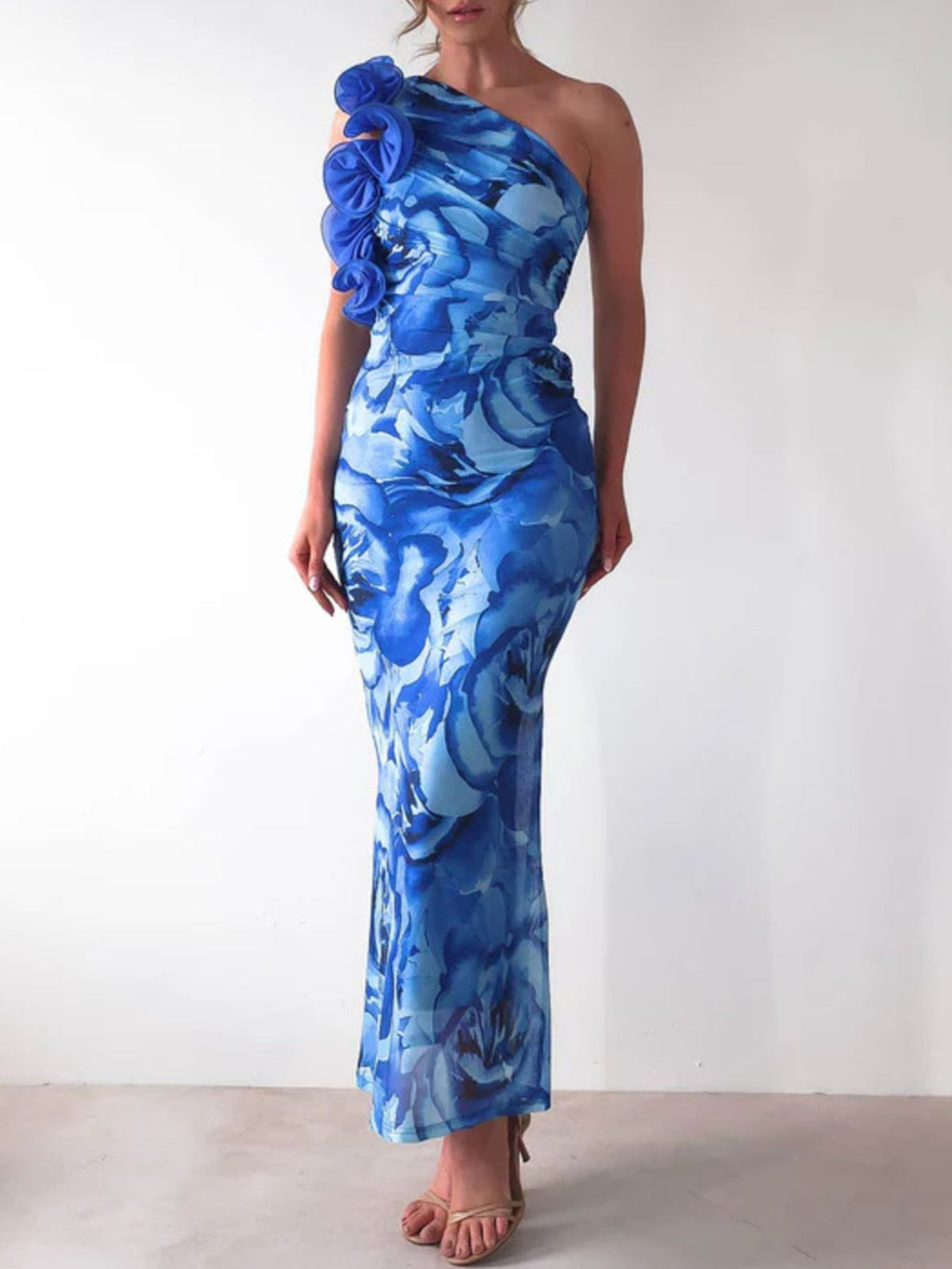 Floral One-Shoulder Maxi Dress