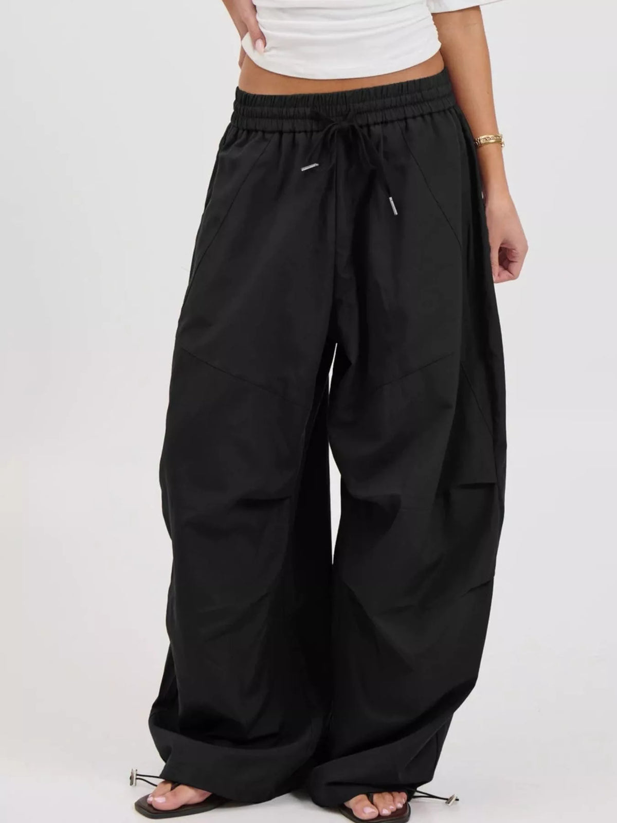Drawstring Wide Leg Pants