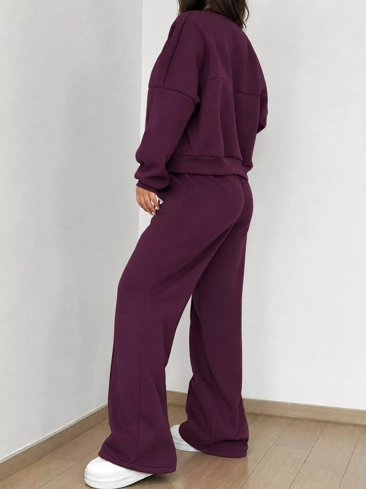 Zip-Up Jacket and Wide-Leg Sweatpants Set